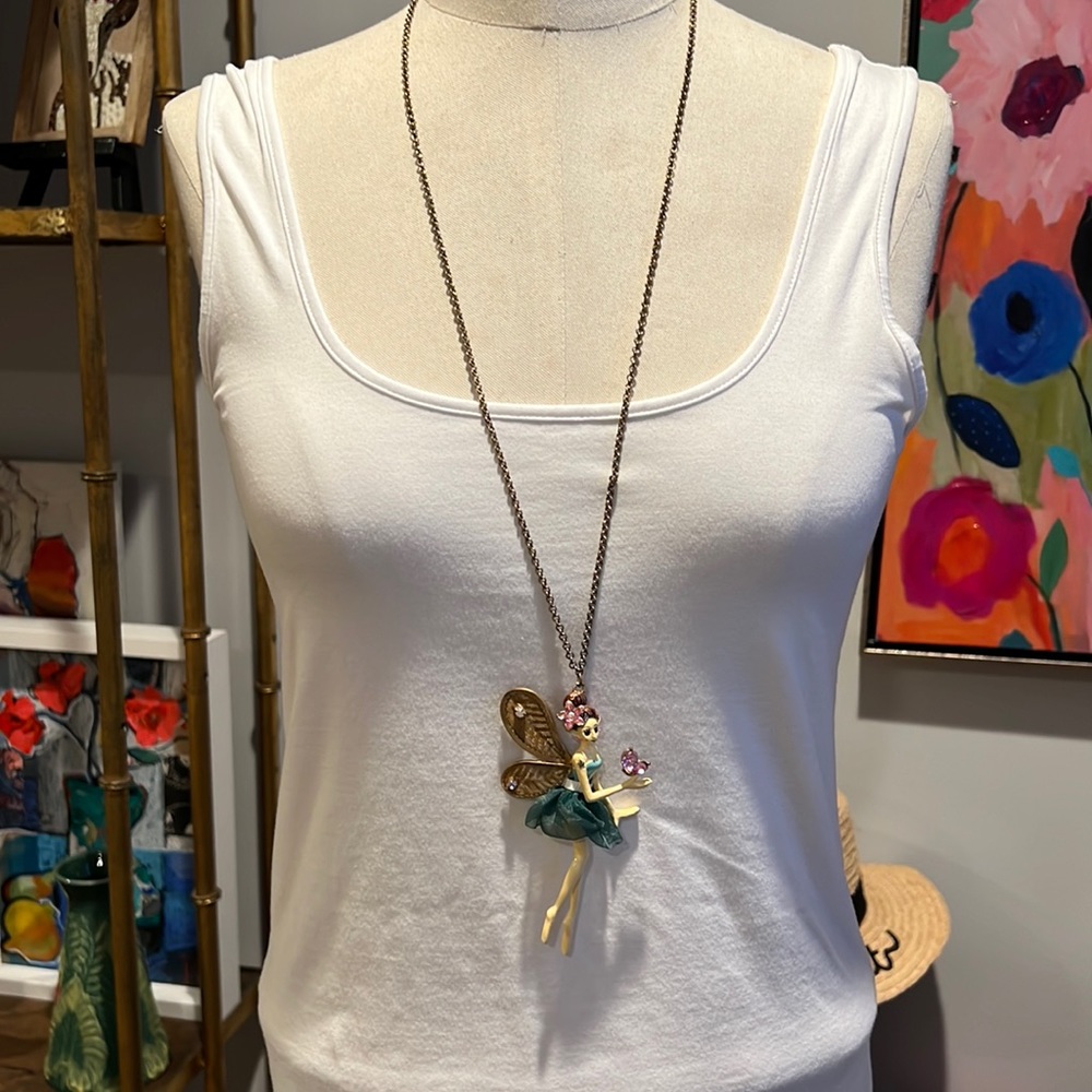 Betsey Johnson Forest Fairy🧚‍♂️ Long Pendant Necklace, EUC